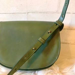 Vintage LL Bean Green Leather Saddlebag